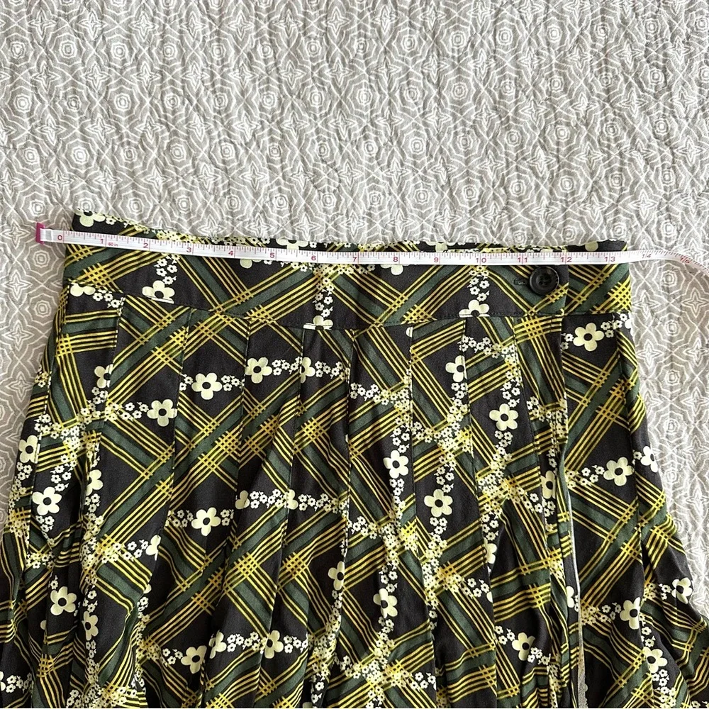 Urban Outfitters Floral Plaid Schoolgirl Grunge Pleated Wrap Mini Skirt Size S